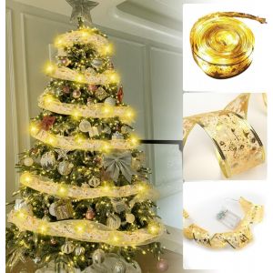 TRAHOO-Ruban Lumineux de No&euml;l 10 M&egrave;tres LED Lumi&egrave;re Guirlande Lumineuse Sapin Noel Lumi&egrave;re Chaude Guirlandes Lumineuses &agrave; Ruban pour D&eacute;coration de No&euml;l Lumineux F&ecirc;te Mariage (Pas de Batterie) - Neuf