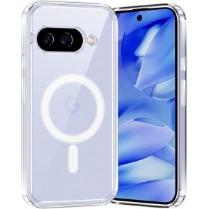 LORANKA-Coque pour Google Pixel 9a 5G,Compatible avec MagSafe Recharge sans Fil,Magn&eacute;tique Transparent Etui PC Dur + TPU Bumper Antichoc Anti-Rayures Protection Housse - Neuf