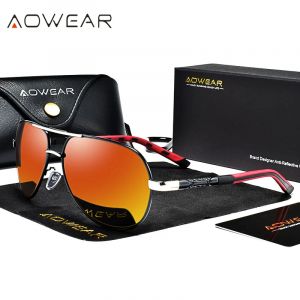 Lunettes De Soleil Aviation Polarisee Hd, Modele: Orange - Neuf