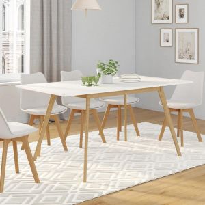Table Scandinave Extensible Inga 120-160 Cm Blanche - Neuf