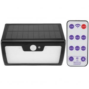 HJLIAN Applique murale solaire 40 LED avec detecteur de presence humaine et telecommande, noir et blanc chaud - Neuf