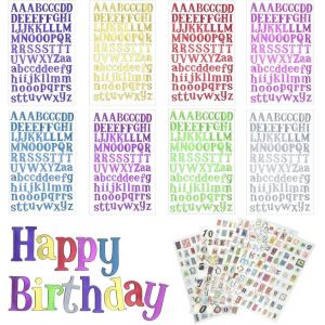 14 Feuilles Lettre Alphabet Autocollante Paillettes Stickers Lettres Et Chiffres Rétro Lettres Adhésives Stickers Couleurs Pour Scrapbooking Cadeau Enseignement Bricolage - Neuf