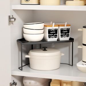 Eryi-Empilable Étagère De Rangement En Métal,Étagère D'angle De Cuisine Avec Tapis Antidérapant,Organiseurs De Placards,Pour Placard De Cuisine/Salle De Bain/Comptoirs/Ustensiles. (1, Noir) - Neuf