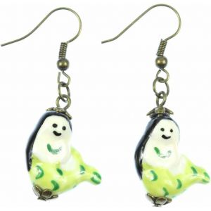 Kal-Suspension Sir&egrave;ne De Porcelaine Meernixe Sir&egrave;ne Meermaid Maritime - Bijoux &Agrave; La Mode Main I Ni Argent&eacute; Boucles D'oreille - Neuf