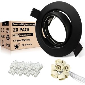 Ulteronixshop-Cadre Spot Encastrable Gu10 Noir Orientable 30&deg;Pour Spot Led Encastrable 68mm Avec Douille Gu10 Pour Ampoules Led,Mr16 Ou Halog&egrave;nes,Plafond Set 20 - Neuf