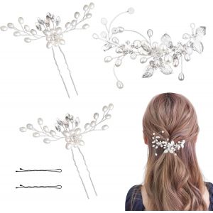 Kal-3 Pièces Feuilles Vignes De Cheveux Bijoux Cheveux Mariage Boheme Cheveux Feuille Coiffe Epingle Cheveux Mariage Perle Pour Mariage Faire La Fête Tenue Quotidienne - Neuf