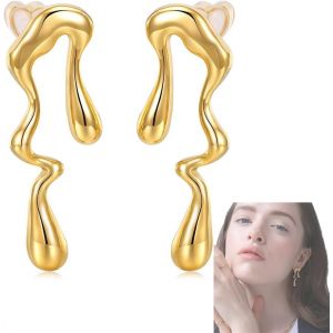 Kal-18k Boucles D'oreilles Créoles Or Femme,Boucles D'oreilles En Plaqué Or, Boucles D'oreilles Pour Femmes Plaqué,Hypoallergénique,Bijoux Fantaisie Pour Femmes Et Filles - Neuf