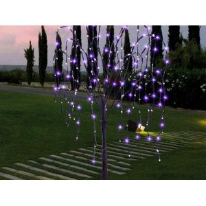 Lampe Solaire D'extérieur À Led Violette En Forme De Saule Pleureur - Neuf