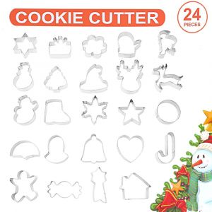 24 pcs No&euml;l emporte-pi&egrave;ces Set de G&acirc;teau de Biscuit Moules en Acier Inoxydable y Compris l'Homme de pain d'&eacute;pice, d'Arbres et de Flocon de neige, no&euml;l de coupeur de biscuit cookie moule arbre de no&euml; - Neuf