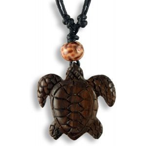 N253 Collier Avec Pendentif Tortue En Bois Fait &Agrave; La Main Longueur R&eacute;glable, Bois, Pas De Gemme - Neuf