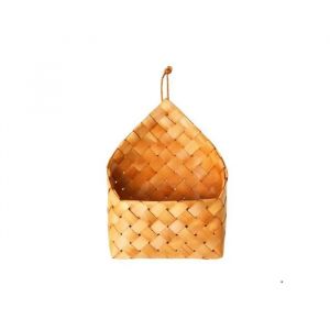 Panier Mural en Osier Sac de Rangement Suspendu pour Ail et L&eacute;gumes Style Boho Rustique Organisateur de Cuisine Mural Tress&eacute; Naturel - Neuf