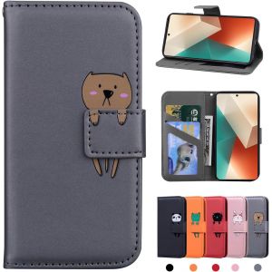 Kal-Xiaomi Redmi Note 13 5g Hülle Pu Leder Brieftasche Xiaomi Redmi Note 13 5g Schutzhülle Stehfunktion Magnetic Closure Handyhülle Für Redmi Note 13 5g Graubär - Neuf