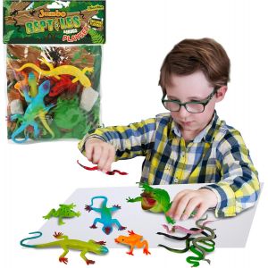 Sansh-Jumbo Playset - Reptiles De . Lot De Figurines Grand Format. Sachet De Figurines Reptiles Forêt Tropicale En Plastique : Grenouille, Lézard Et Serpent Parfaits Pour Les Enfants - Neuf