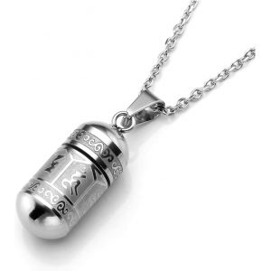 Kal-Collier Unisexe Pour Homme En Acier Inoxydable Avec Pendentif En Forme De Bouteille Avec &Eacute;l&eacute;ments De Bouddhisme, Porte-Cheveux, Cendres Des Petits - Neuf