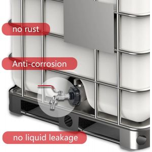 Robinet Cuve 1000l IBC,1/2"" Adaptateur Cuve,Robinet Recuperateur eau de Pluie de 1000 Litres,Kit D'accessoires pour Réservoir Avec Vanne de Sortie en Laiton Massif - Neuf