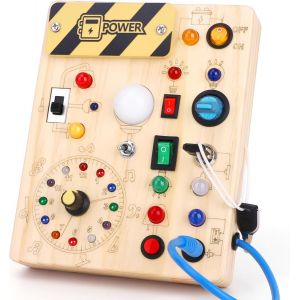 Busy Board Montessori Activity Board 1 Year Montessori Activity Board with 10 Switches and 23 LED Lights Sensory Toys Motor Skills for Baby Young Children from 2 3 4 Years Boys and Girls - Neuf