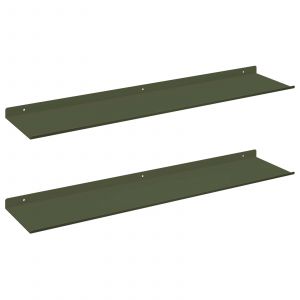 vidaXL &Eacute;tag&egrave;re Murale avec &eacute;tag&egrave;re 2 pcs Vert olive 80 x 18 x 2,5 cm - Neuf
