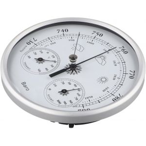SUBZONAL-Station m&eacute;t&eacute;o 3 en 1 130 mm, thermom&egrave;tre, hygrom&egrave;tre, barom&egrave;tre, instrument m&eacute;t&eacute;orologique mural analogique - Neuf