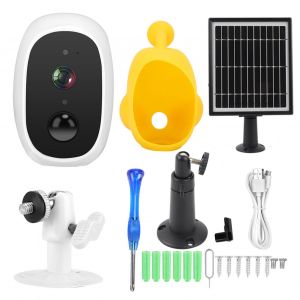 Camera exterieure WiFi 1080P HD IP67 etanche avec vision nocturne et interphone bidirectionnel, alimentee par energie solaire - Neuf