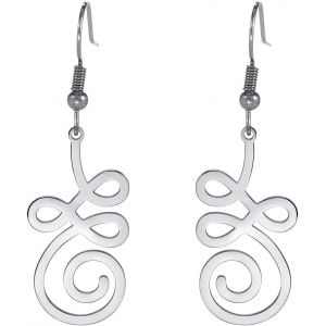 Kal-Boucles D'oreilles Lotus Om Pour Femmes En Acier Inoxydable Symbole Spirituel Om Boucles D'oreilles Pendantes Fleur De Lotus Bijoux De Yoga Cadeau D'inspiration - Neuf