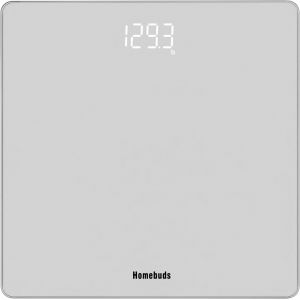 Homebuds Balance Pese Personne, Haute Pr&eacute;cision De 0,05kg Professional Factory Depuis 2001, P&egrave;se Personne Affichage Led Et Step-On, 3*Aaa Incluses, 182kg, Argent&eacute; - Neuf