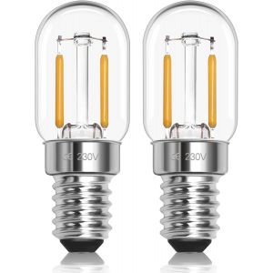 T22 E14 Ampoules Led 1w Blanc Chaud 2700k, T22 Edison Ses Ampoule De Nuit Tubulaire &Agrave; Petite Vis, 10w-15w &Eacute;quivalent, Ac 220-240v, 150 Lumen, Pour Lampe &Agrave; Sel De R&eacute;frig&eacute;rateur, Pack De 2 - Neuf