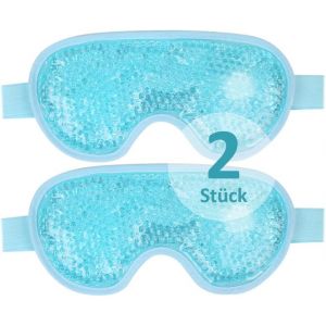 KALANKA-Masque Yeux Froid, Masque Des Yeux Gel Gonflés, Cernes, Migraine Réutilisable masque froid pour les yeux avec dos en peluche de Poche de Glace en Yeux pour Thérapie Froid Chaud (Bleu)-2PCS - Neuf