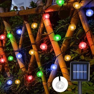 KAL-Guirlande Lumineuse Extérieure Solaire, 39.3 Ft 100 Leds Lumières De Fées À Balle De Noël, 8 Modes Étanche Guirlandes Lumineuses Intérieure Pour Fêtes, Décorations De Noël - Neuf