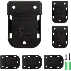 MEVRONISSHOP-Lot de 6 Supports de Batterie pour Makita 18 V et pour Batterie Bosch 18 V, Support de Support de Batterie pour Clip de Ceinture sur Le Mur de l'&eacute;tag&egrave;re - Neuf