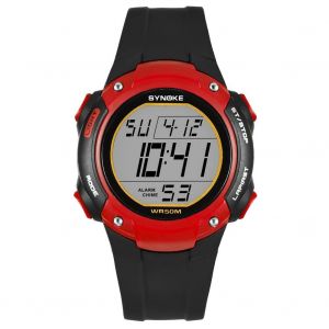 Synoke Outdoor Sport Student Montre Électronique Lumineuse Étanche (Noir Rouge) - Neuf