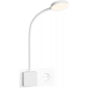 Lampe Veilleuse De Lecture Led Flexible Blanc, Lampe Applique Murale Liseuse Led Tactile Dimmable À Brancher Directement Sur Prise De Courant, 4w 350lm Eclairage Blanc Neutre 4000k - Neuf