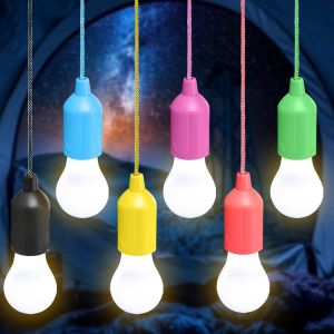 Lot De 6 Ampoules Led De Camping Pour Tente,Lampe De Camping Avec Interrupteur &Agrave; Tirette,Lampe Portable Pour La Randonn&eacute;e,La P&ecirc;che,Le Bureau,Le Jardin,Le Barbecue (Multicolore : Lumi&egrave;re Blanche - Neuf