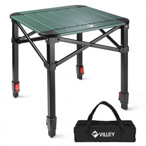 Table De Camping Pliante Villey, Petite Table De Pique-Nique Pliable En Aluminium, Table Exterieure Portable Avec Sac De Rangement, Table Pliante A Hauteur Reglable Pour Randonnee Cuisine Jardin Plage - Neuf