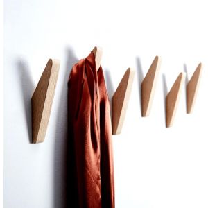 Lot de 6 crochets muraux en bois de chêne rouge-robuste-Crochets muraux en bois rustique-Cintres,porte-chapeaux-Crochets pour serviettes. - Neuf