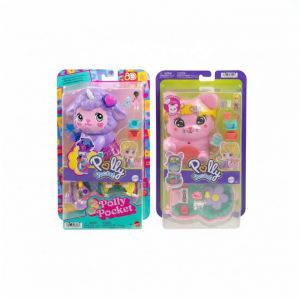 Polly Pocket Compact Bundle Set Bunny Tea Party & Cosy Dreamland Playset Dolls Gift - Neuf