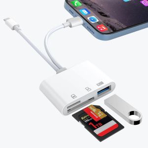 Lecteur de Carte SD pour iPhone/iPad, 3 en 2 USB C vers Lecteur de Carte SD/TF Adaptateur Lecteur de Carte mémoire pour Micro SDXC, SDHC, SDXC, Cartes SD, Disque USB - Neuf
