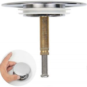 Bouchon de baignoire, 70 mm, avec double joint, hauteur reglable, universel, robinet d'evier, laiton trempe, finition chromee Z - Neuf