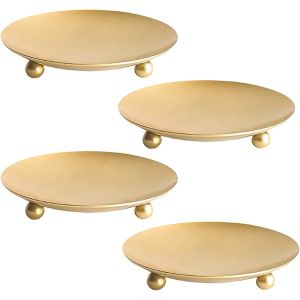Lot De 4 Bougeoir Ronds En M&eacute;tal Bougeoir, Bougeoir Fer Forg&eacute; Bougies Parfum&eacute;es Cand&eacute;labre D&eacute;coratif Support De Bougie Chandelier Dor&eacute; Pour D&eacute;coration Mariage Maison No&euml;l D&icirc;ner Aux Chandelles - Neuf