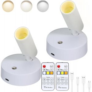 Subzonal-2 Paquets Spots Led Sans Fil Avec T&eacute;l&eacute;commande Intensit&eacute; Variable Alimentation Par Batterie Avec Minuterie, Spot Rechargeable Pour Cibles Murales Et Plantes - Neuf