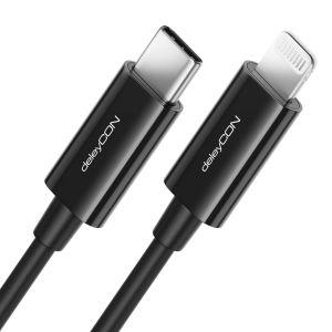 Ayu-2m Câble De Recharge Usb-C Lightning Câble De Données Câble De Recharge Ultra Rapide Certifié Mfi Pour Iphone 14 13 12 11 Pro Max Mini Power Delivery - Noir - Neuf