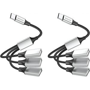 KALANKA-Adaptateur Câble USB C Mâle vers 3 USB Femelle, Séparateur Type C vers 3 Type A 2.0 Dongle Cordon Convertisseur Connecteur Multiple pour MacBook Air, iPad, Surface Go, PC, Ordinateur Portable - Neuf