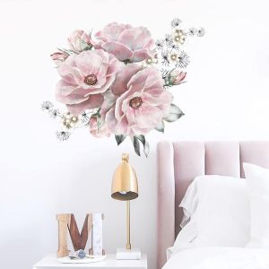 Sticker mural fleur de pivoine, 30*60CM Sticker mural fleur vintage, Sticker mural pivoine, Décoration de fond de pièce peinte - Neuf