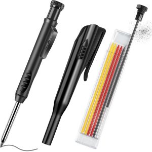 Crayon Chantier Avec 7 Recharges Et Taille-Mine, Crayons De Charpentier, Porte Mine Marqueur Trou Profond, Marqueur À Sec, Pour Chantiers Et Menuiserie, Cadeau De Fête Des Pères - Neuf