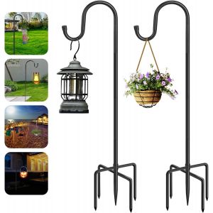 Mevronisshop-Crochet De Berger Jardin, 2 Pi&egrave;ces 96cm Crochets En M&eacute;tal, Hauteur R&eacute;glable R&eacute;sistants &Agrave; La Rouille Crochet Pour Lanterne Pour Mangeoire &Agrave; Oiseaux, Boules De Fleurs Plantes, Lampes Solai - Neuf
