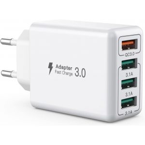 Usb Charger, 4 Ports Usb Charging Adapter With Smart Qc 3.0 33w Fast Charger, Multi-Port Charger Compatible With Iphone 12/13/14/15/16/Samsung Galaxy S22/S23/24 - Neuf