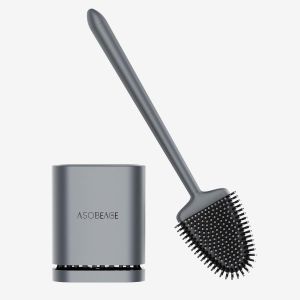 De Toilette En Silicone : T&ecirc;te Flexible,Long Manche,Fixation Murale,Support &Agrave; S&eacute;chage Rapide Pour Le Nettoyage De La Salle De Bain (Gris) - Neuf