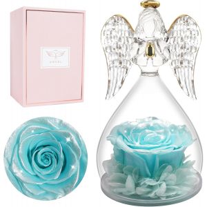 Rose Eternelle Cadeau Femme, Fleur Eternelle Cadeau Anniversaire Femme Mariage, Rose &Eacute;ternelle Guardian Ange Figurine Cadeaux Maman Mamie Belle Mere, Cadeaux Noel Saint Valentin Fete des Meres - Neuf