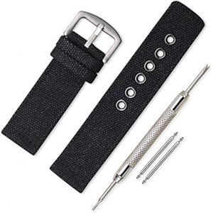 Kal-Bracelet Montre Toile Bracelet Montre Armée Militaire Camouflage - 18mm, 20mm, 22mm, 24mm Montre Bracelet Avec Épaissir Acier Inoxydable Boucle - Neuf