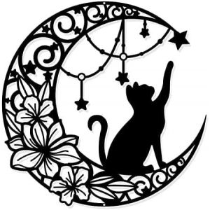 ERYI-Lune Et Chat Décoration Murale En Métal, Noir Tenture Murale Décor Silhouette Art Mural Pour La Maison Chambre Salon Salle De Bains Cuisine Bureau Jardin Hôtel Décoration Murale, 300X1Mm - Neuf
