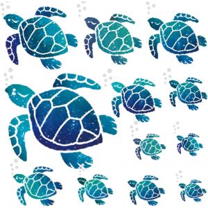 12 Pièces Tortue De Mer Bleue Stickers Muraux Décoration Autocollant Mural Diy Autocollant Muraux Pour Des Gamins Chambre Pour Maison Bureau Salon Mur Salle De Bains (12 Pcs) - Neuf